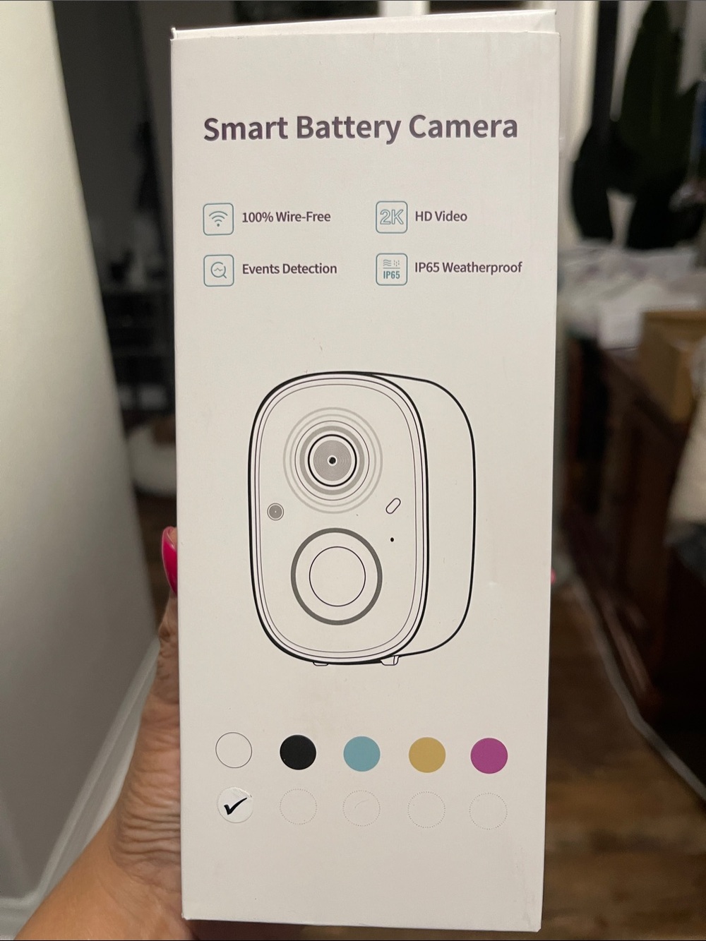 Smart Battery Camera (White) - Wire-Free 2K HD, Event Detection